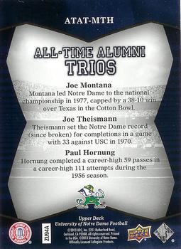 2013 Upper Deck University of Notre Dame - All Time Alumni Trios #ATAT-MTH Joe Montana / Joe Theismann / Paul Hornung Back