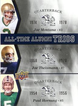 2013 Upper Deck University of Notre Dame - All Time Alumni Trios #ATAT-MTH Joe Montana / Joe Theismann / Paul Hornung Front