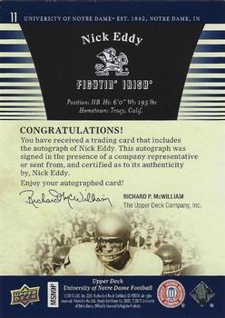 2013 Upper Deck University of Notre Dame - Autographs #11 Nick Eddy Back