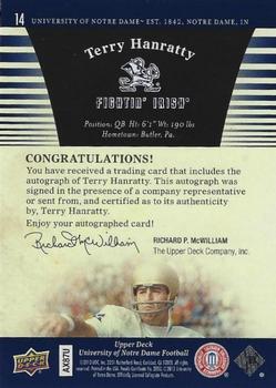 2013 Upper Deck University of Notre Dame - Autographs #14 Terry Hanratty Back