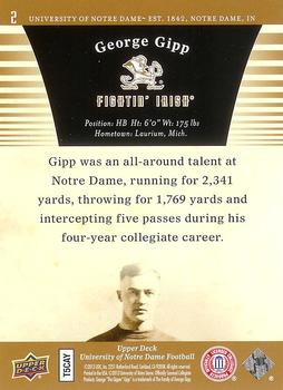 2013 Upper Deck University of Notre Dame - Gold #2 George Gipp Back