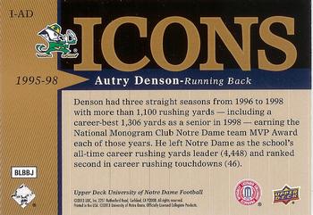 2013 Upper Deck University of Notre Dame - Icons #I-AD Autry Denson Back