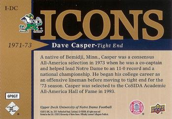 2013 Upper Deck University of Notre Dame - Icons #I-DC Dave Casper Back