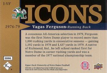 2013 Upper Deck University of Notre Dame - Icons #I-VF Vagas Ferguson Back