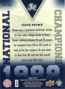 2013 Upper Deck University of Notre Dame - National Champions #NC-DB Derek Brown Back