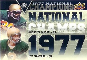 2013 Upper Deck University of Notre Dame - National Champions Duos #NC2-FM Vagas Ferguson / Joe Montana Front