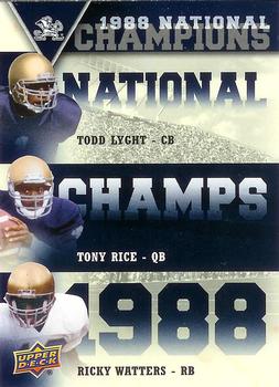2013 Upper Deck University of Notre Dame - National Champions Trios #NC3-LRW Todd Lyght / Tony Rice / Ricky Watters Front