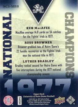 2013 Upper Deck University of Notre Dame - National Champions Trios #NC3-MBB Ken MacAfee / Ross Browner / Luther Bradley Back