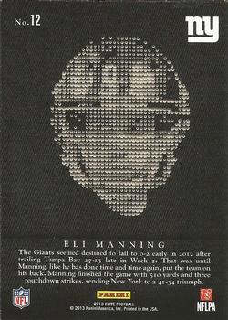 2013 Panini Elite - Panini Portraits Black #12 Eli Manning Back