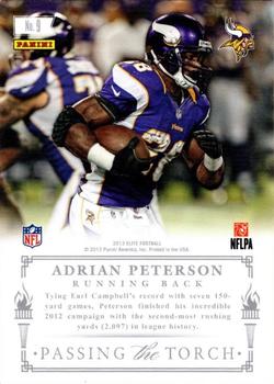 2013 Panini Elite - Passing the Torch Silver #9 Earl Campbell / Adrian Peterson Back