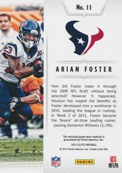 2013 Panini Elite - Playmakers #11 Arian Foster Back