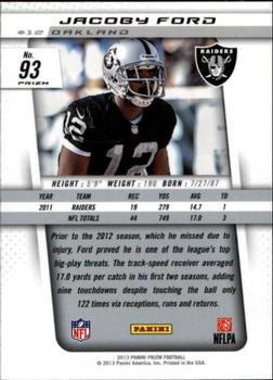 2013 Panini Prizm #93 Jacoby Ford Back