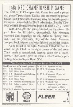 1995 Fleer Shell #7 1981 NFC Championship Game Back