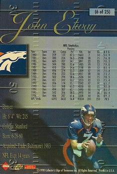 1998 Collector's Edge Super Bowl Card Show - Gold Foil #6 John Elway Back