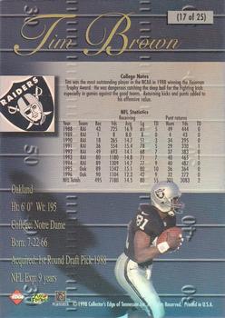 1998 Collector's Edge Super Bowl Card Show - Gold Foil #17 Tim Brown Back