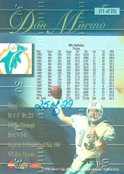 1998 Collector's Edge Super Bowl Card Show - Proofs 29 #11 Dan Marino Back