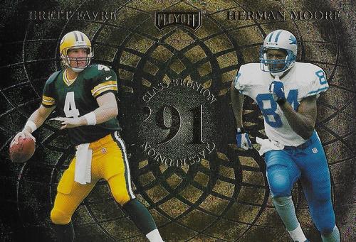 1998 Playoff Momentum SSD Hobby - Class Reunion 3x5 #NNO Brett Favre / Herman Moore / Ricky Watters / Yancey Thigpen Front