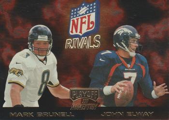 1998 Playoff Momentum SSD Hobby - NFL Rivals Gold #1 Mark Brunell / John Elway Front