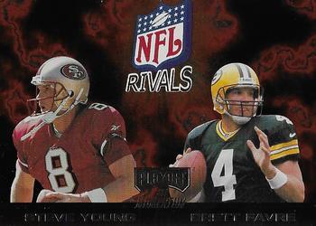 1998 Playoff Momentum SSD Hobby - NFL Rivals Gold #12 Steve Young / Brett Favre Front