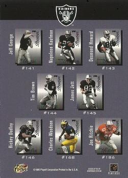 1998 Playoff Prestige SSD Hobby - Checklists (Silver Foilboard) #NNO Oakland Raiders Checklist Back