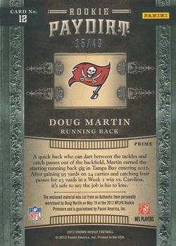 2012 Panini Crown Royale - Rookie Paydirt Materials Green Prime #12 Doug Martin Back