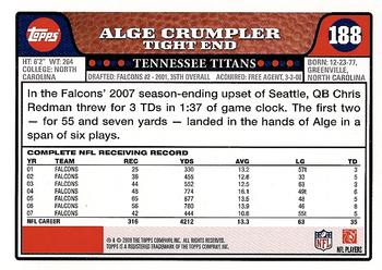 2008 Topps #188 Alge Crumpler Back