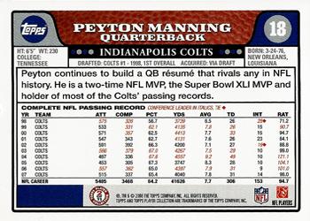 2008 Topps #18 Peyton Manning Back