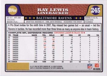 2008 Topps #245 Ray Lewis Back