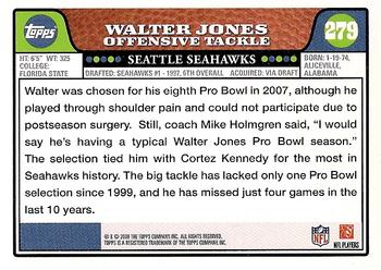 2008 Topps #279 Walter Jones Back