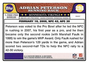 2008 Topps #298 Adrian Peterson Back