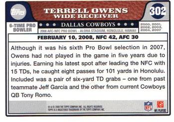2008 Topps #302 Terrell Owens Back