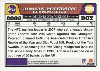 2008 Topps #329 Adrian Peterson Back