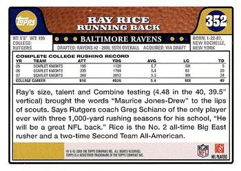 2008 Topps #352 Ray Rice Back