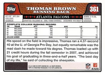 2008 Topps #361 Thomas Brown Back