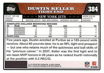 2008 Topps #384 Dustin Keller Back