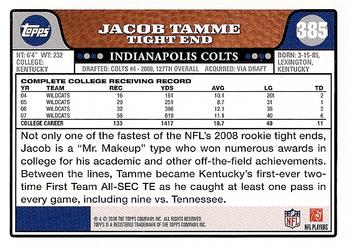 2008 Topps #385 Jacob Tamme Back