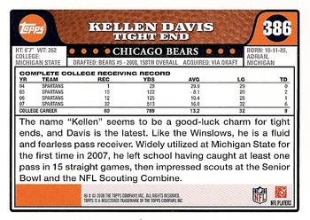 2008 Topps #386 Kellen Davis Back