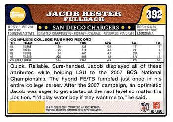 2008 Topps #392 Jacob Hester Back