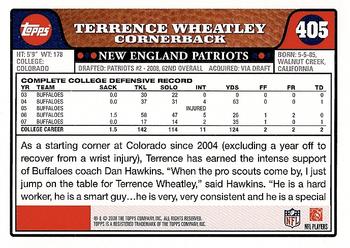 2008 Topps #405 Terrence Wheatley Back