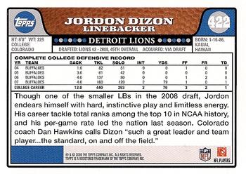 2008 Topps #422 Jordon Dizon Back