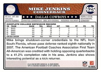 2008 Topps #425 Mike Jenkins Back