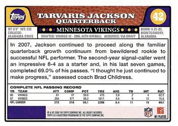 2008 Topps #42 Tarvaris Jackson Back