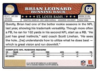 2008 Topps #66 Brian Leonard Back