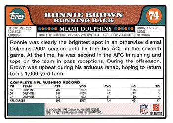 2008 Topps #74 Ronnie Brown Back