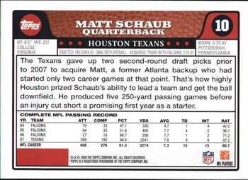 2008 Topps #10 Matt Schaub Back