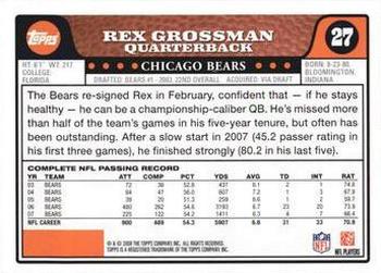 2008 Topps #27 Rex Grossman Back
