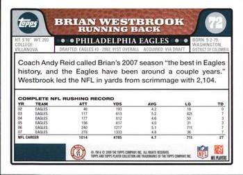 2008 Topps #72 Brian Westbrook Back