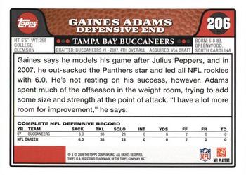 2008 Topps #206 Gaines Adams Back