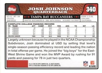 2008 Topps #340 Josh Johnson Back