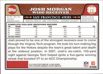 2008 Topps #378 Josh Morgan Back
